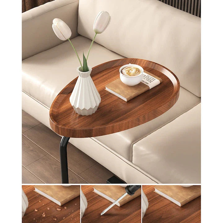 Măsuță de cafea ovală AT Performance, 45x30x60 cm, blat din lemn, picioare metalice, maro