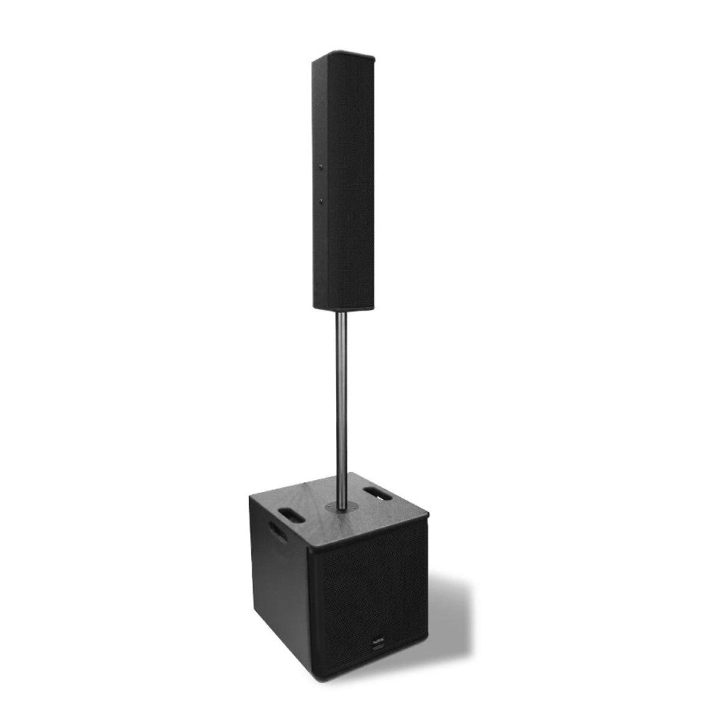 Sistem audio activ cu subwoofer Vlliodor, 1900 W RMS, 3800 W peak, DSP, 2 microfoane wireless
