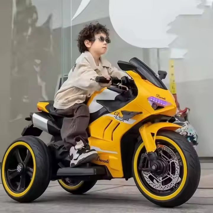 Motocicletă electrică pentru copii AT Performance, 12V, 3 roți, melodii și lumini, 2-7 ani