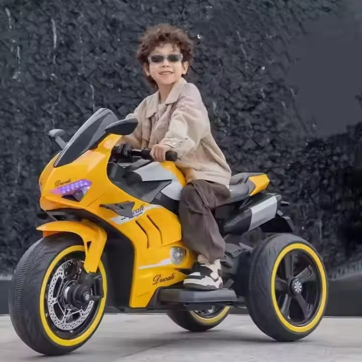 Motocicletă electrică pentru copii AT Performance, 12V, 3 roți, melodii și lumini, 2-7 ani