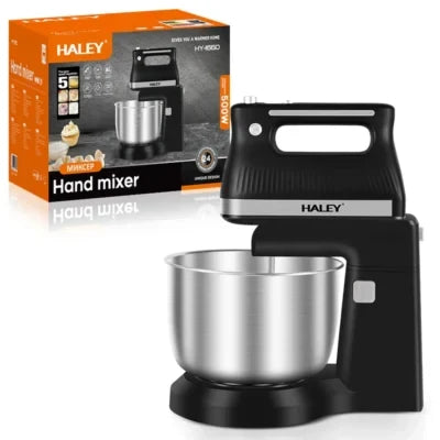 Mixer de mână HALEY HY-1660, 500 W, 5 trepte, funcție turbo, teluri și cârlige