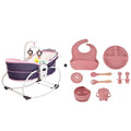 Balansoar electric pentru bebeluși Mastela 5 în 1, până la 15 kg, bluetooth cu telecomandă, set hrănire 10 piese, roz