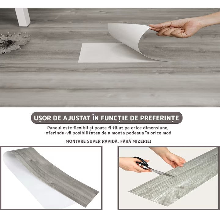 Set 36 Plăci Pardoseală PVC Autoadezive AT PERFORMANCE®, 5 m², Aspect Lemn Natural, Durabile și Impermeabile