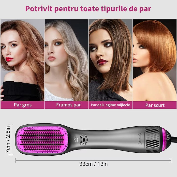 Perie de îndreptat părul AT Performance, 1200 W, înveliș ceramic și turmalină, 3 trepte, ioni negativi