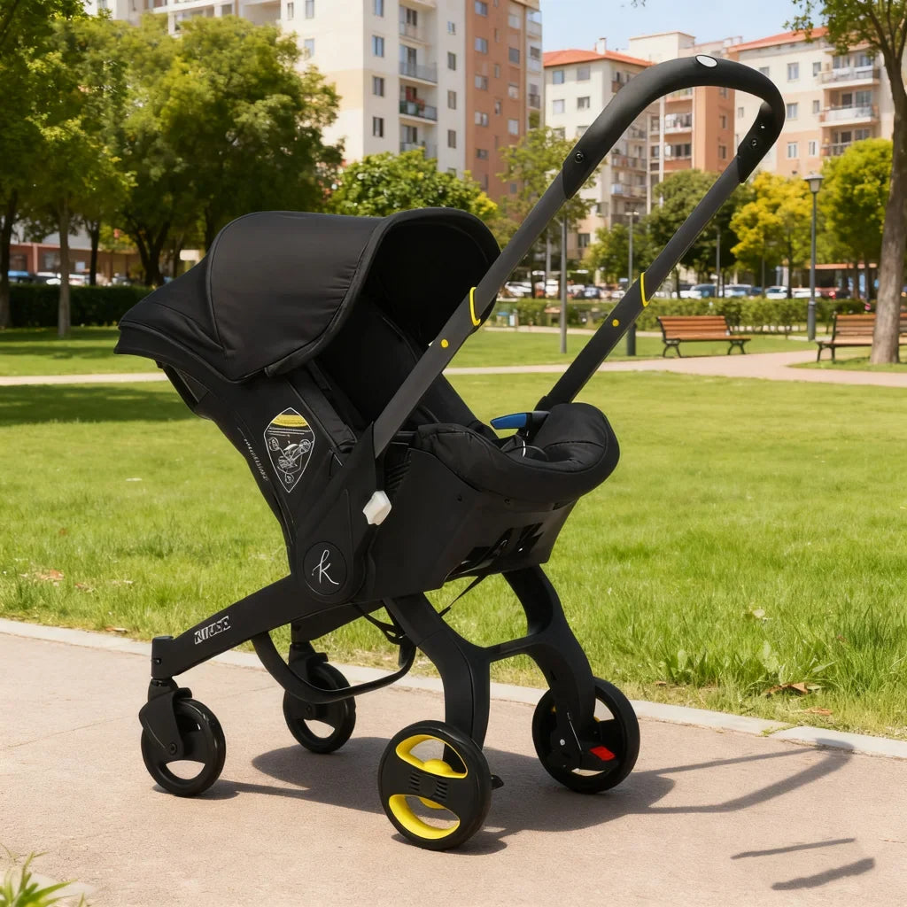 Cărucior 2 în 1 KIDOO, scaun auto grupa 0+, 0-13 kg, 0-18 luni, mâner reglabil, centură 5 puncte