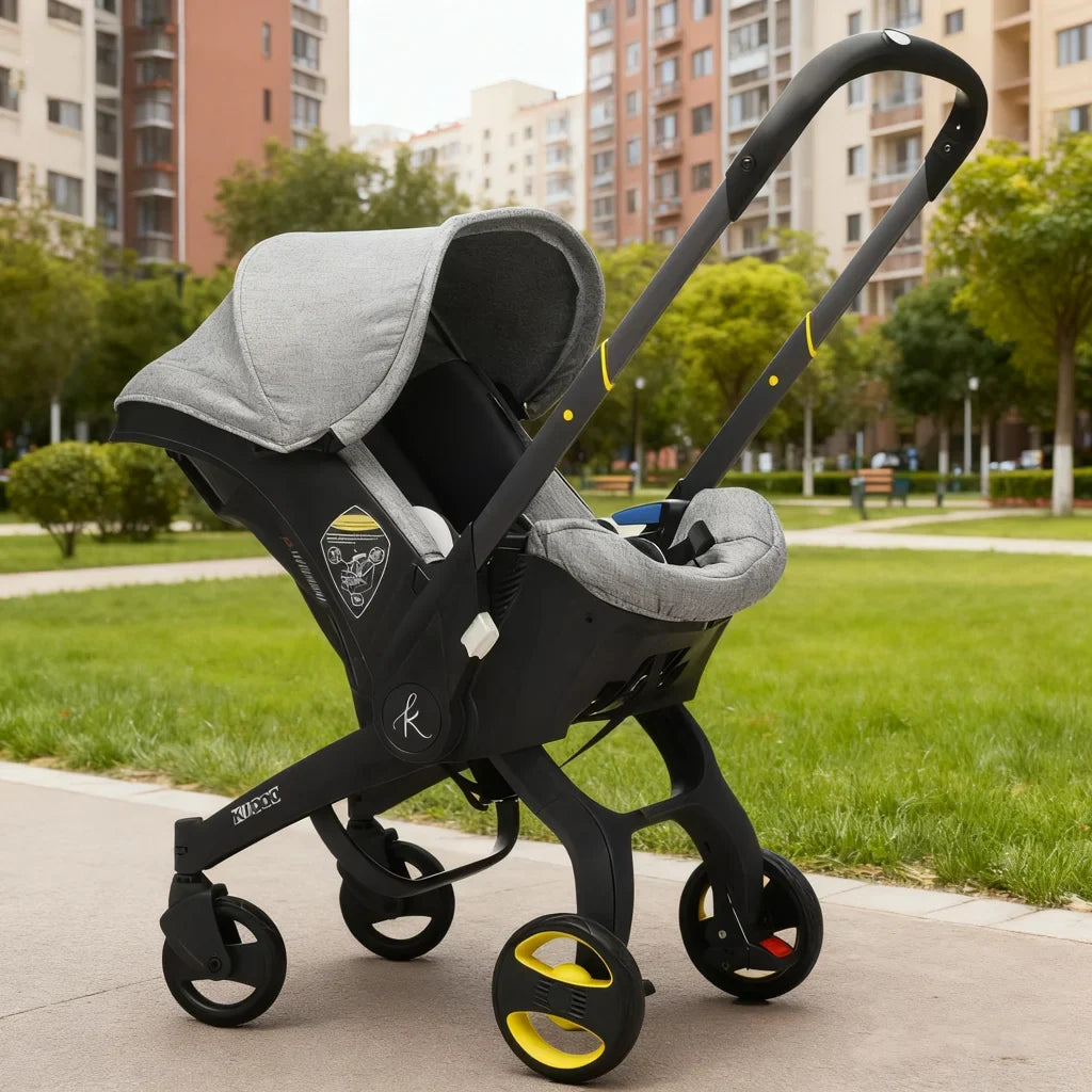 Cărucior 2 în 1 KIDOO, scaun auto grupa 0+, 0-13 kg, 0-18 luni, mâner reglabil, centură 5 puncte