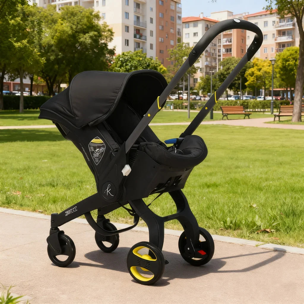 Cărucior 2 în 1 KIDOO, scaun auto grupa 0+, 0-13 kg, 0-18 luni, mâner reglabil, centură 5 puncte
