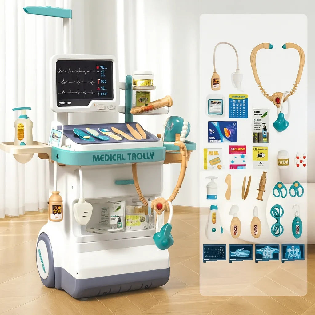 Set doctor cu troler pentru copii AT Performance, 26 piese, troler extensibil 115 cm, plastic non-toxic, 3 ani+