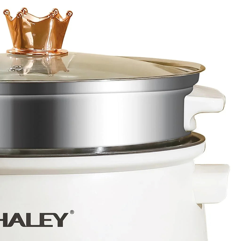 Oală electrică multifuncțională HALEY HY-505, 5 L + 3 L, 1200 W, gătire cu abur, 3 trepte de putere