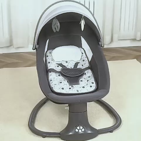 Balansoar copii electric 3 în 1 Mastela, 0-3 ani, până la 15 kg, Bluetooth, alimentare USB, albastru-gri