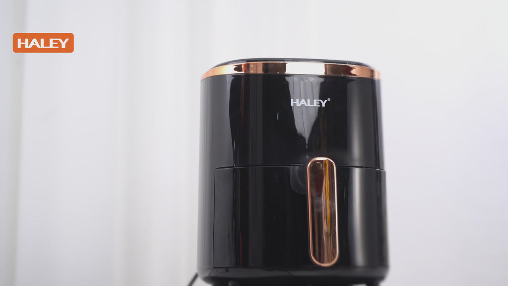 Friteuză cu aer cald HALEY, 6 L, 2000 W, touchscreen, programe automate, negru-auriu