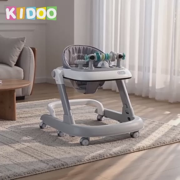 Premergător educațional 3 în 1 KIDOO, măsuță și antemergător, de la 6 luni, maxim 25 kg, alb/albastru