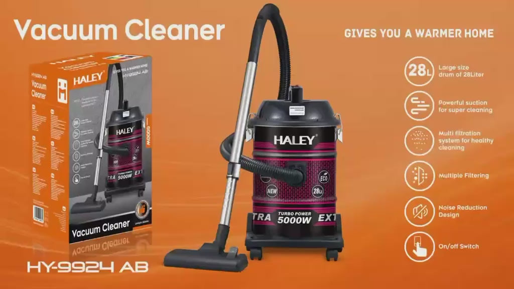Aspirator profesional HALEY HY-9924 AB, 5000 W, 28 L, cuvă inox, funcție suflare
