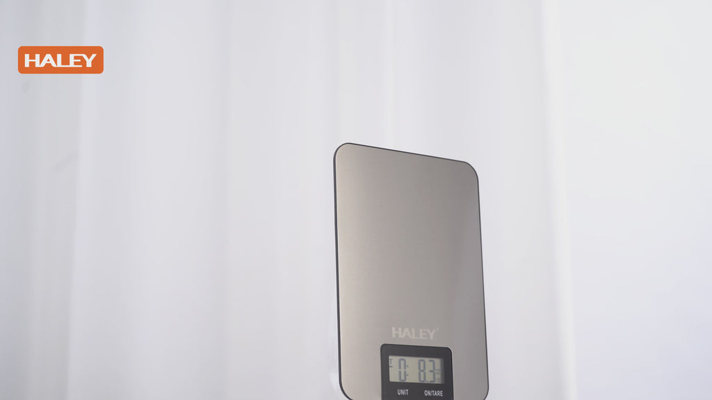 Cântar electronic de bucătărie HALEY HY-5017, 5 kg, precizie 0,1 g, oțel inoxidabil, argintiu