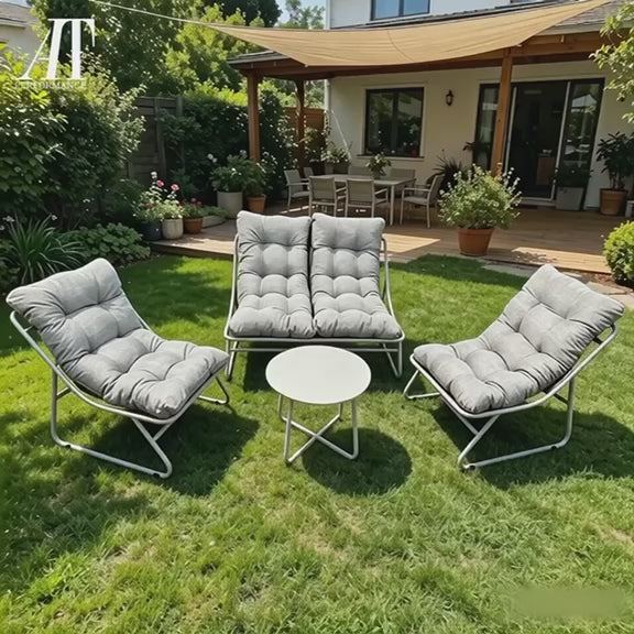 Set mobilier grădină AT Performance, 4 piese, canapea 2 locuri, 2 fotolii, măsuță 60 cm, cadru metalic
