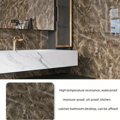 Rola tapet modern, imitatie de marmura At Performance rezistent, la apa, vinil, compact, autoadeziv, 60cmx 300 cm, maro inchis