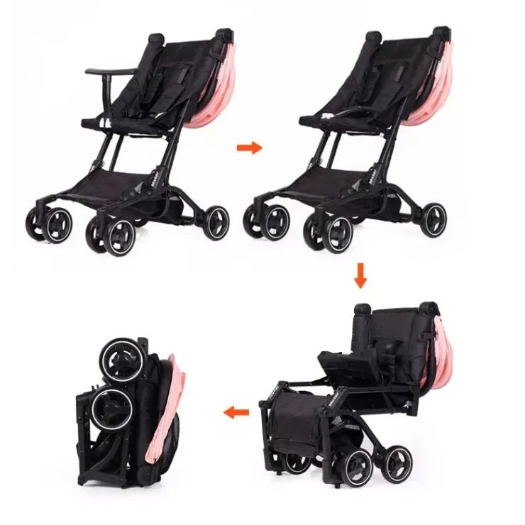 Cărucior pentru copii pliabil AT Performance, 5 kg, cadru din aluminiu, ham în 5 puncte, 6-36 luni, negru