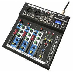 Mixer audio digital profesional AT PERFORMANCE, neamplificat , 4 canale , conexiune Bluetooth , cititor USB , ecran LCD iluminat , Phantom 48V , negru