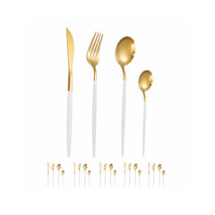 Set de tacamuri At Performance, 24 piese, din otel inoxidabil, Auriu / Alb