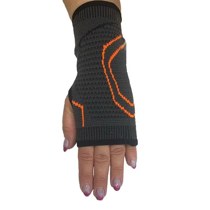Orteză pentru încheietura mâinii tip mănușă AT Performance, elastică, compresie respirabilă, 19 x 7,5-9,5 cm, negru