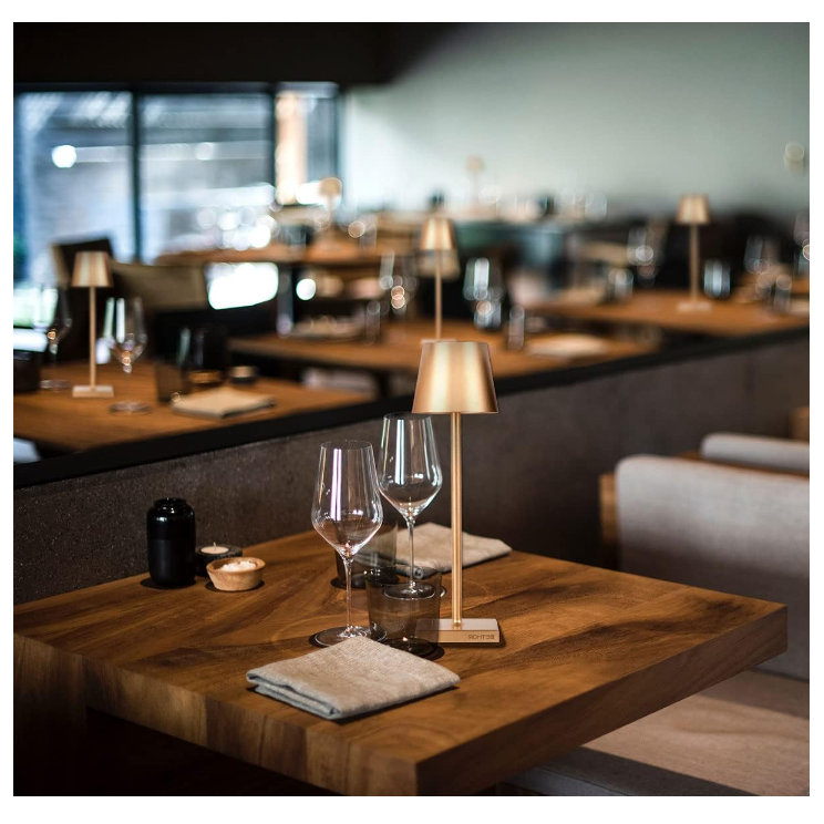 Lampa de masa, At Performance, led reincarcabila cu 3 temperaturi de culoare cald/rece/neutru, 38 cm x10 cm, culoare Auriu