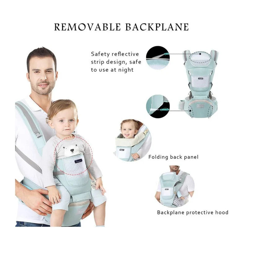 Marsupiu pentru bebeluși AT Performance, 9 în 1, bumbac 100%, suport lombar, 0-36 luni, verde