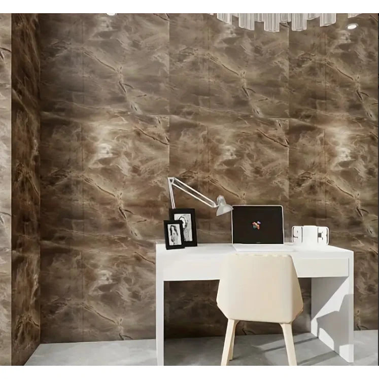 Set 10x Tapet Marmura, AT PERFORMANCE®, suprafata acoperire 1.8 mp, autoadeziv, waterproof, usor de montat, design modern, 30x60 cm, maro