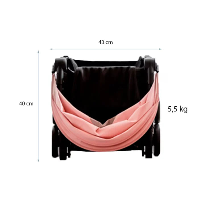 Cărucior copii pliabil AT PERFORMANCE® – Ultra compact, 5 kg, aluminiu, 6-36 luni, ideal pentru avion, negru
