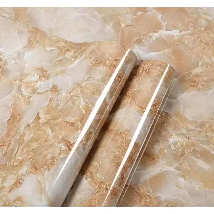 Rola tapet modern, imitatie de marmura At Performance rezistent, la apa, vinil, compact, autoadeziv, 60cmx 300 cm, portocaliu cristal