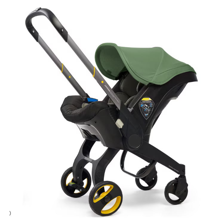 Cărucior 2 în 1 cu scaun auto AT Performance, 0-13 kg, 0-18 luni, centură în 3 puncte, compatibil ISOFIX, negru-kaki