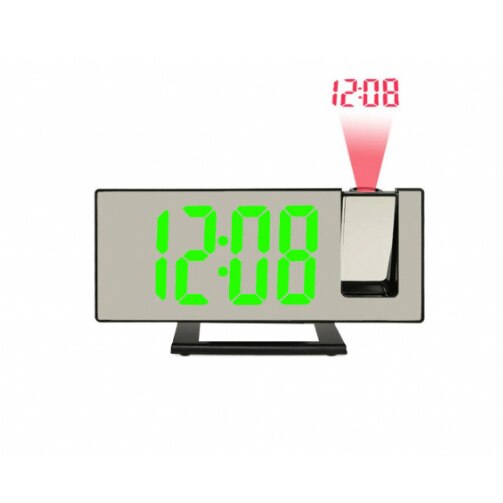 Ceas digital de birou AT Performance DS-3618LP, afișaj LED oglindă, termometru, alimentare USB, verde