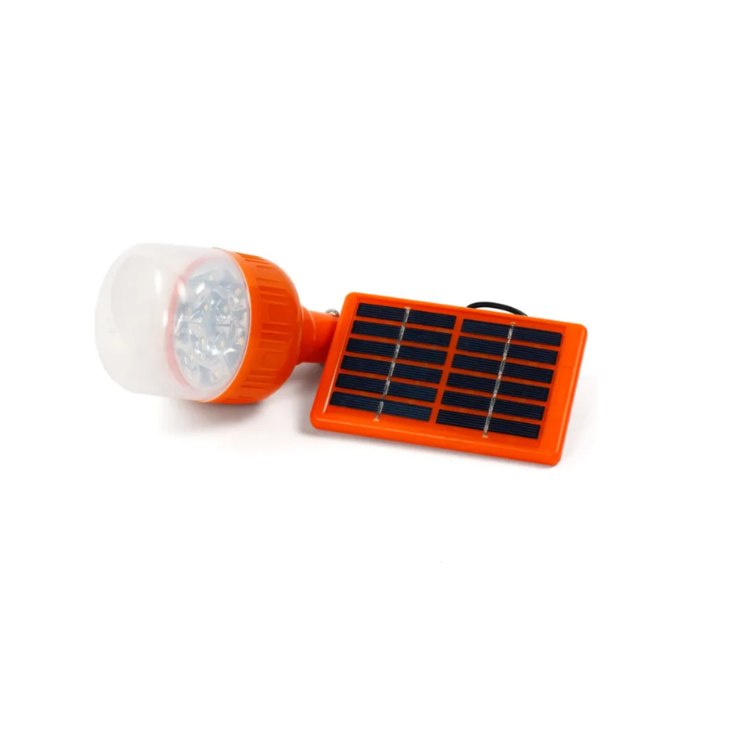 Bec LED solar 10 W Tusy Store, panou solar 6V, 20 LED SMD, 3 intensități, mod SOS, portocaliu