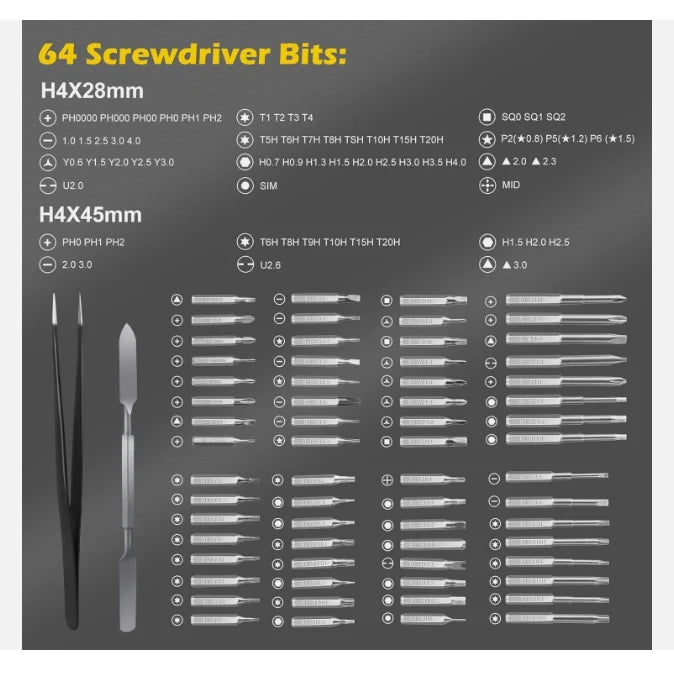 Șurubelniță electrică de precizie AT Performance, 64 biți magnetici crom vanadiu, fără fir, mâner din aluminiu