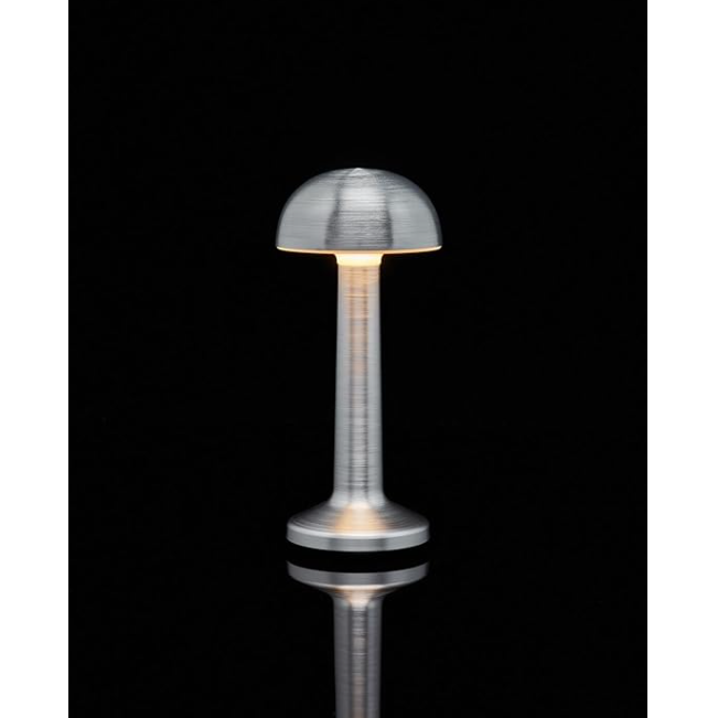Lampă de birou tip ciupercă AT Performance, portabilă, 22 cm, metal și acril, control tactil, argintiu