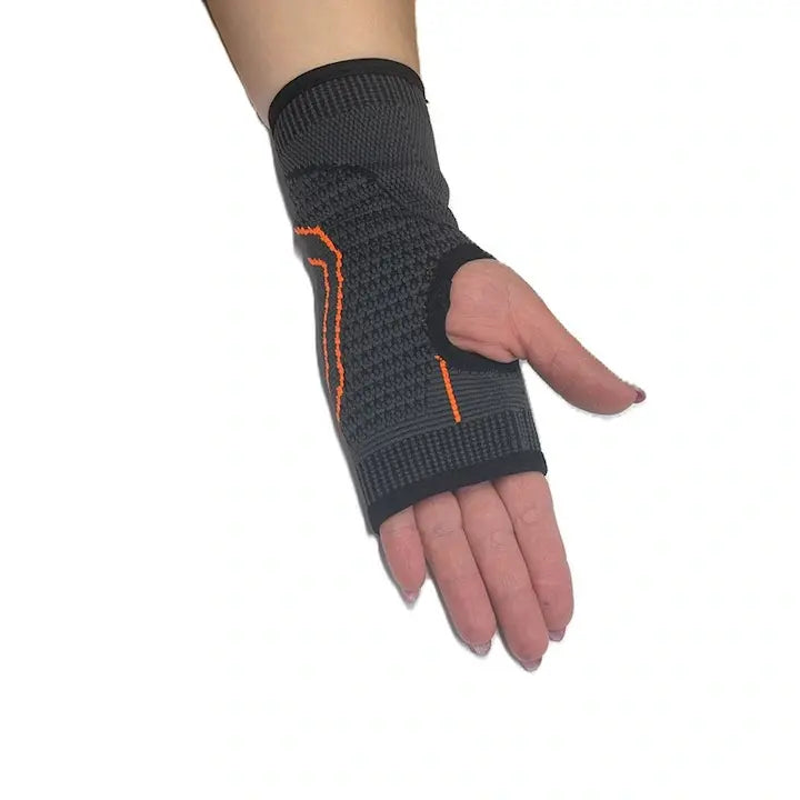 Orteză pentru încheietura mâinii tip mănușă AT Performance, elastică, compresie respirabilă, 19 x 7,5-9,5 cm, negru