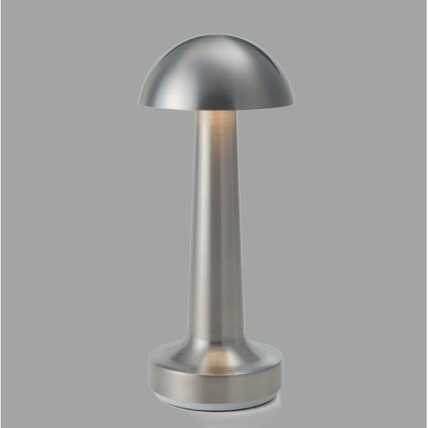 Lampă de birou tip ciupercă AT Performance, portabilă, 22 cm, metal și acril, control tactil, argintiu