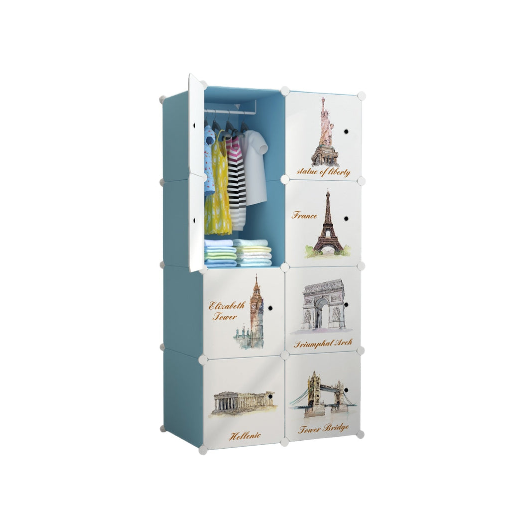 Dulap modular pentru copii AT Performance, 8 rafturi, 76x37x147 cm, model monumente