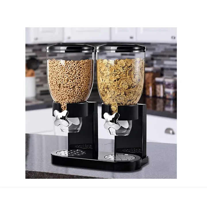 Dozator dublu pentru cereale AT Performance, 2 x 2 L, plastic, 33 x 20 x 40 cm, negru