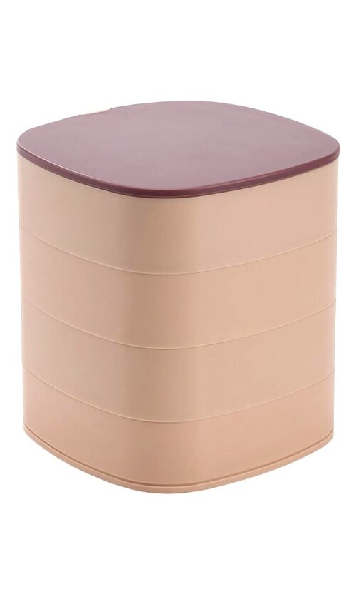Organizator pentru bijuterii cu oglindă AT Performance, plastic, diametru 12,5 cm, înălțime 12 cm, roz