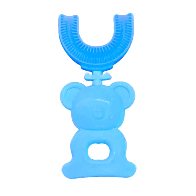 Periuță de dinți U-Shape pentru copii Tusy Store, 3-12 ani, silicon alimentar, model koala, albastru