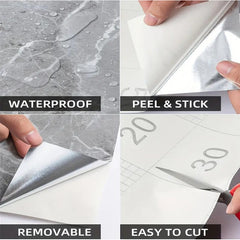 Set 50x Tapet Marmura, AT PERFORMANCE®, suprafata acoperire 9 mp, autoadeziv, waterproof, usor de montat, design modern, 30x60 cm, maro inchis