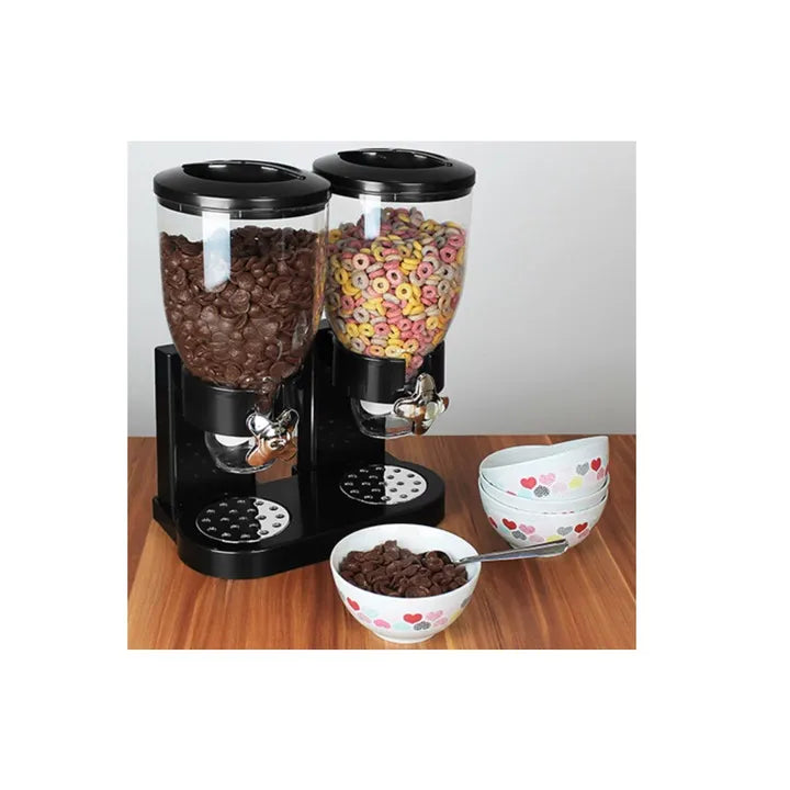 Dozator dublu pentru cereale AT Performance, 2 x 2 L, plastic, 33 x 20 x 40 cm, negru