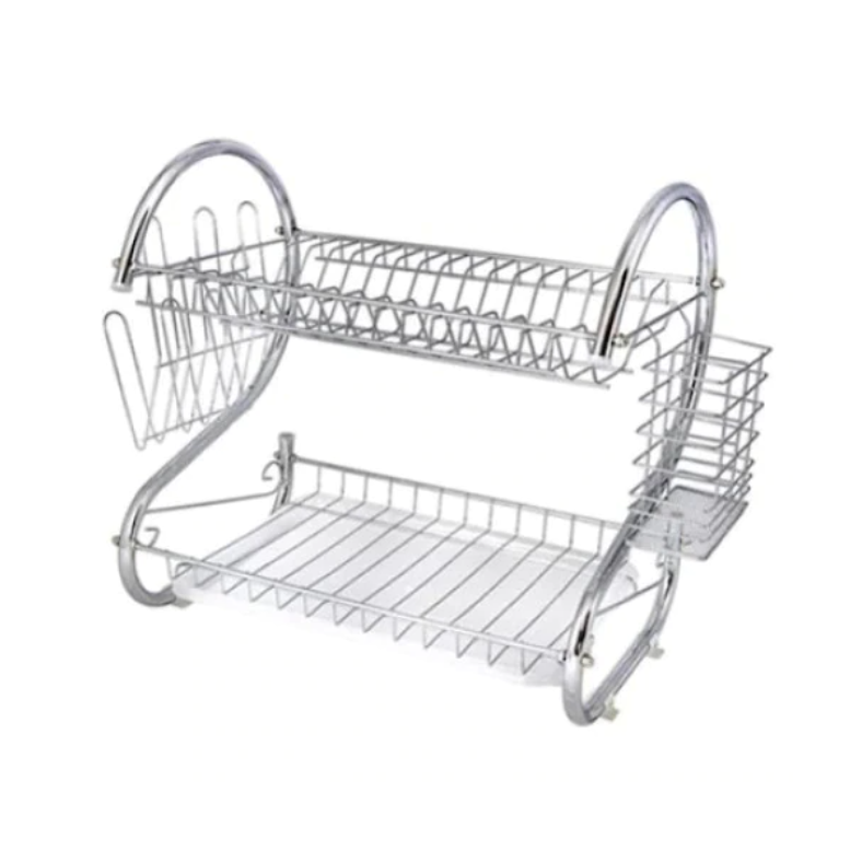 Uscator vase supraetajat, At Performance, inox si plastic, suport pahare si tava de scurgere, 36 x 26 x 34 cm