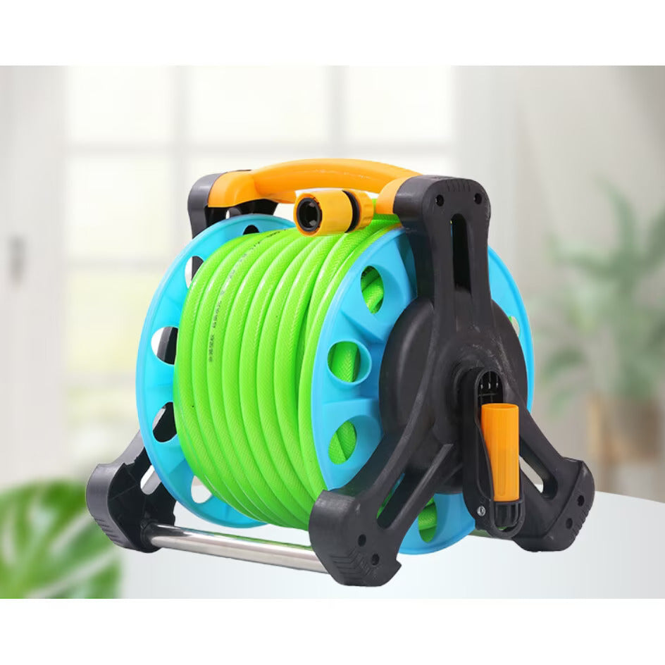 Furtun de grădină pe tambur AT Performance, 20 m, duză multifuncțională, derulare automată, verde
