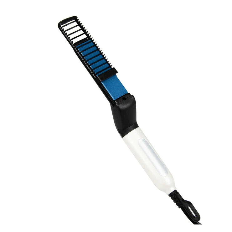 Perie electrica 2in1, AT PERFORMANCE, multifunctionala de indreptat parul si barba, incalzire rapida, 10W, usor de utilizat, maner simplu si ergonomic, alb/negru