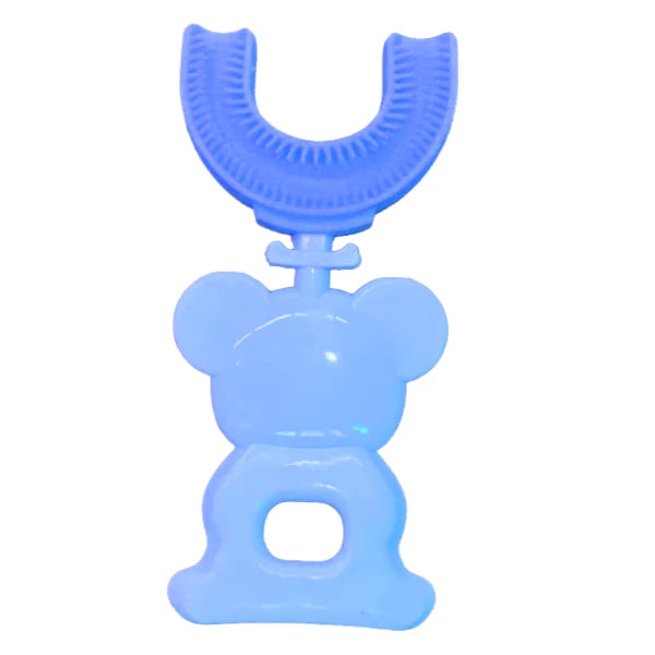 Periuță de dinți U-Shape pentru copii Tusy Store, 3-12 ani, silicon alimentar, model koala, albastru