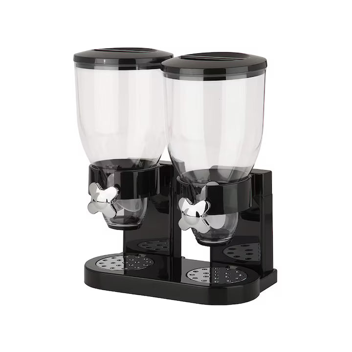 Dozator dublu pentru cereale AT Performance, 2 x 2 L, plastic, 33 x 20 x 40 cm, negru