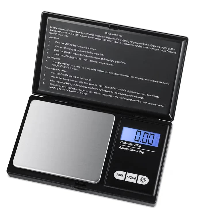 Cântar electronic de bijuterii AT Performance, 200 g, precizie 0,01 g, platformă inox, ecran LCD, negru