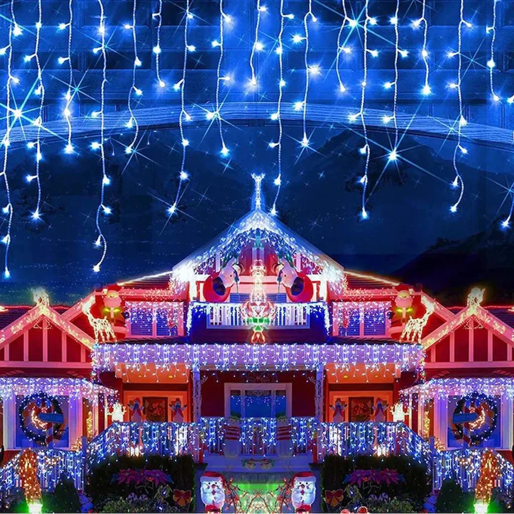 Ghirlandă luminoasă Crăciun 12 metri AT PERFORMANCE® – 300 LED-uri alb rece, decor interior/exterior