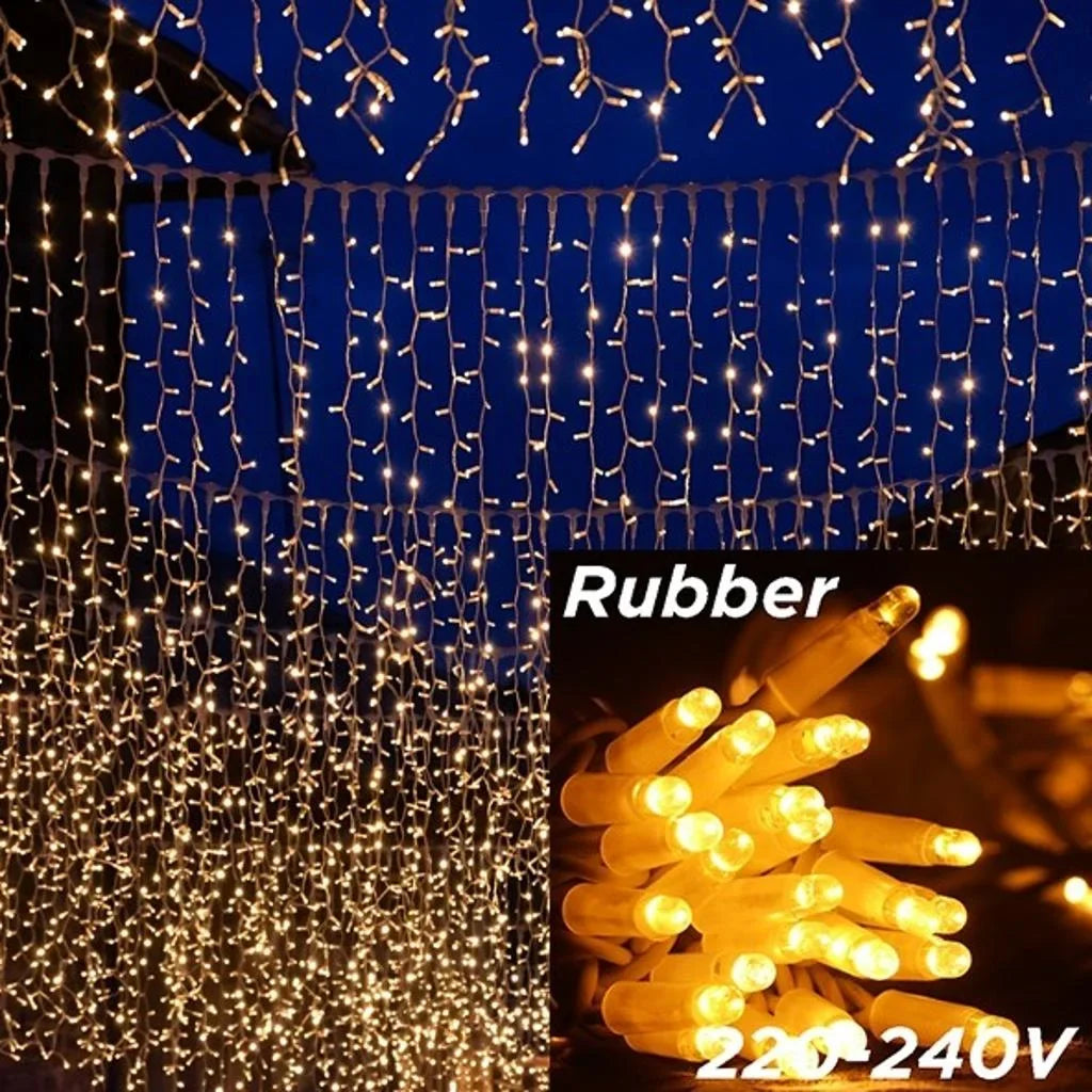 Perdea luminoasă LED AT Performance, 3x2 m, 240 LED, IP65, efect curgere, alb cald